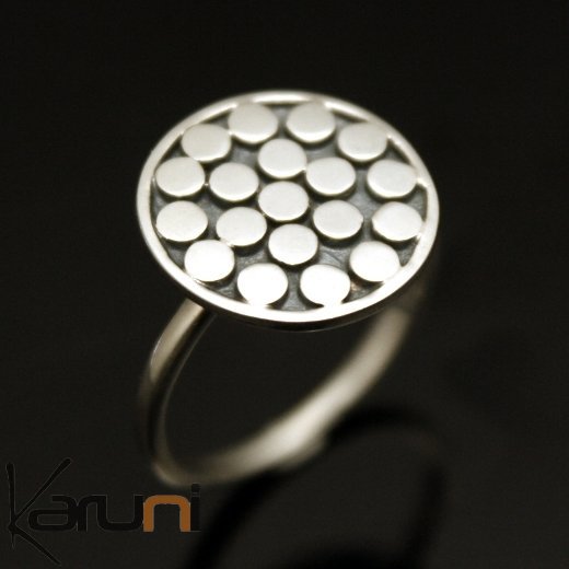 Bague ronde en argent 925 bulles moyenne Bijoux ethniques de Bali