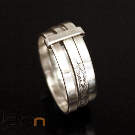 Bijoux Touareg Ethniques Bague Argent Homme 3 anneaux - KARUNI Bijoux Touareg Ethniques Bague Argent Homme 3 anneaux - KARUNI