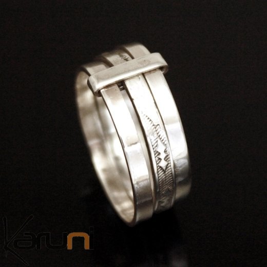 Bijoux Touareg Ethniques Bague Argent Homme 3 anneaux - KARUNI