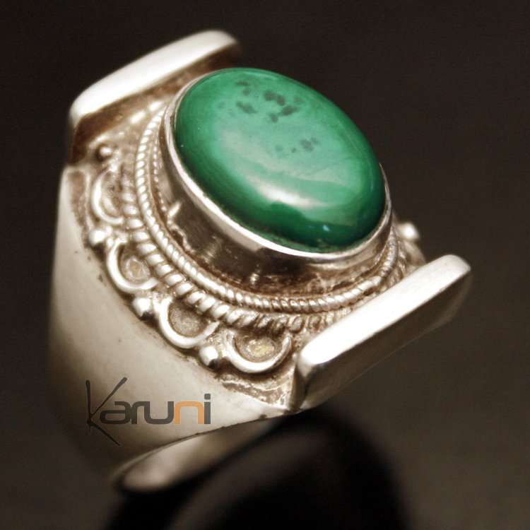 Bijoux Ethniques Indiens Bague Chevalière en Argent Pierre Malachite ... Bijoux Ethniques Indiens Bague Chevalière en Argent Pierre Malachite ...