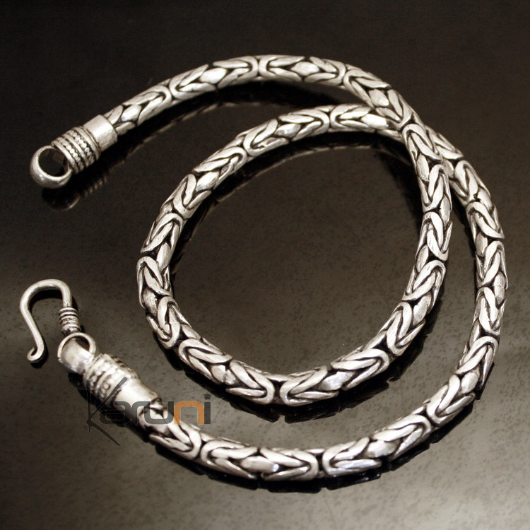 Bijoux Ethniques Indiens Collier Chaîne en Argent Mix Serpent rond ... Bijoux Ethniques Indiens Collier Chaîne en Argent Mix Serpent rond ...