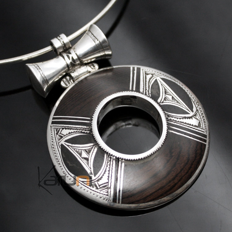 Bijoux Touareg Ethniques Collier en Argent et Ebène 02 KARUNI