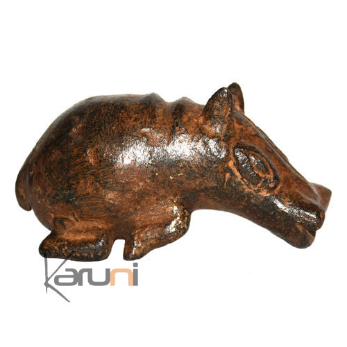 Art Dogon Bronze Animal Hippopotame Sculpture Africain  ethnique Afrique 01