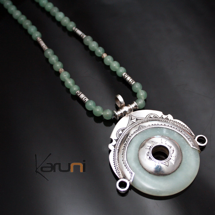 Bijoux Touareg Ethniques Collier Pendentif en Argent et Jade 02 ... Bijoux Touareg Ethniques Collier Pendentif en Argent et Jade 02 ...