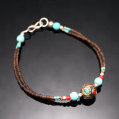 Bijoux Ethniques Indiens Npal Bracelet Perles Npalais Plaqu Argent Babu 03 Turquoise Racine de Corail