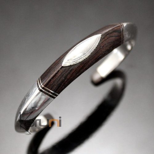 Bracelet en argent et bois d'ébène Jonc Rond Design Karuni 05