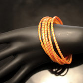 Bijoux Ethniques Africains Bracelets 6 Rangs JOKKO en Plastique Recycl Fermoir Bronze Rglable Orange b