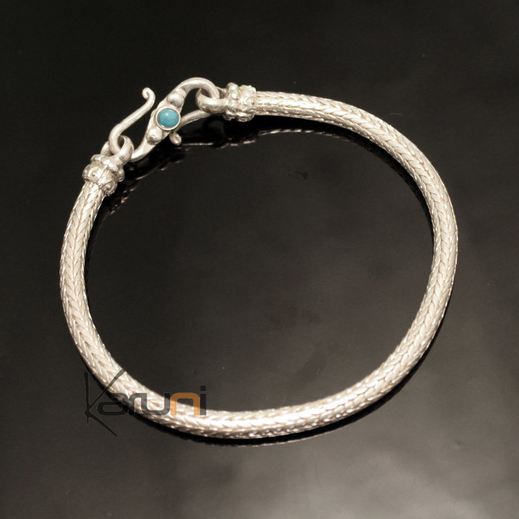Bijoux Ethniques Indiens Bracelet en Argent Massif 925 Nepal 88 Chaîne