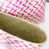 Pochette sac  main raffia  motifs Lot de 6 - rose et naturel/crme
