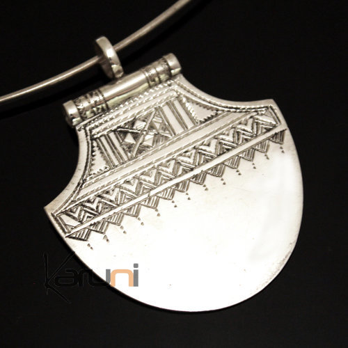 Bijoux Touareg Ethniques Africains Collier Pendentif en Argent 34 Lotus