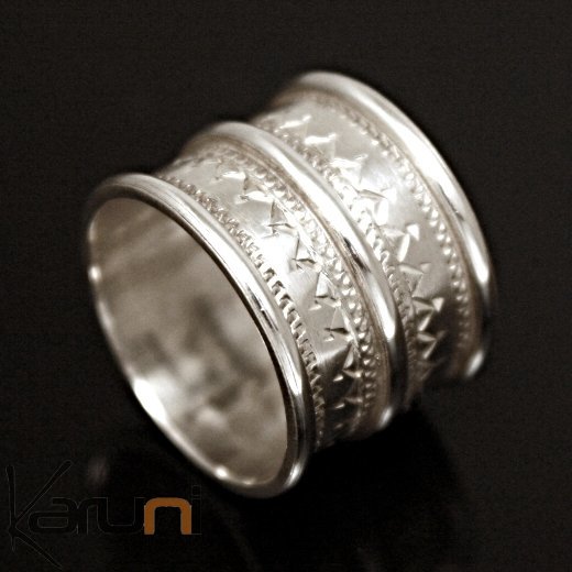 Bijoux Touareg Ethniques Bague Argent gravé hommefemme 02 - KARUNI Bijoux Touareg Ethniques Bague Argent gravé hommefemme 02 - KARUNI