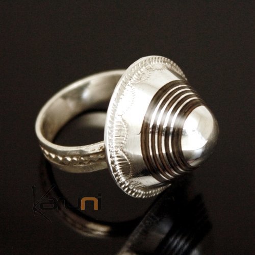 Bijoux Touareg Ethniques Bague en Argent 925 et bne 002 Grelot Dme Grav