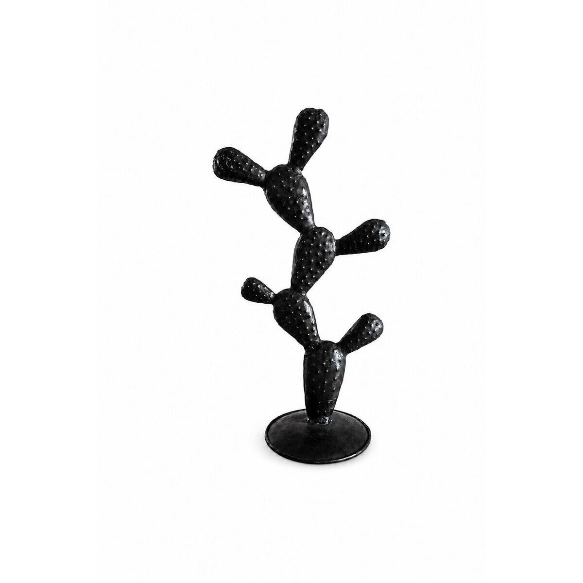 Cactus Fer Recycl&eacute; � Figurine D&eacute;corative Noire Fait Main, Design D&eacute;sert Loft