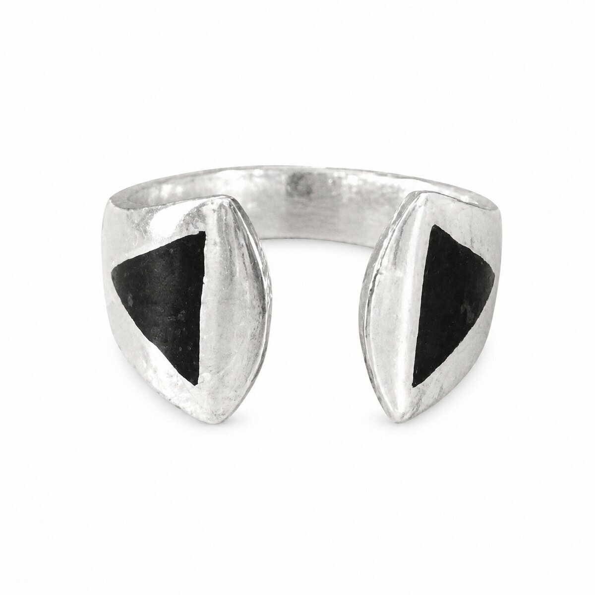 Bague Argent 925 & &Eacute;b&egrave;ne � Anneau G&eacute;om&eacute;trique R&eacute;glable Fait Main