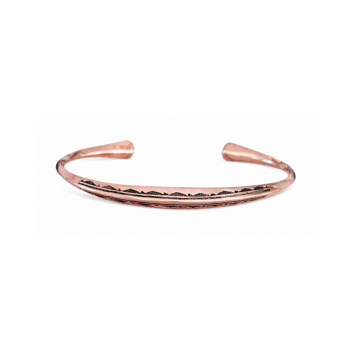 Bracelet Cuivre Massif Grav&eacute; Main � Jonc R&eacute;glable Bien-&Ecirc;tre