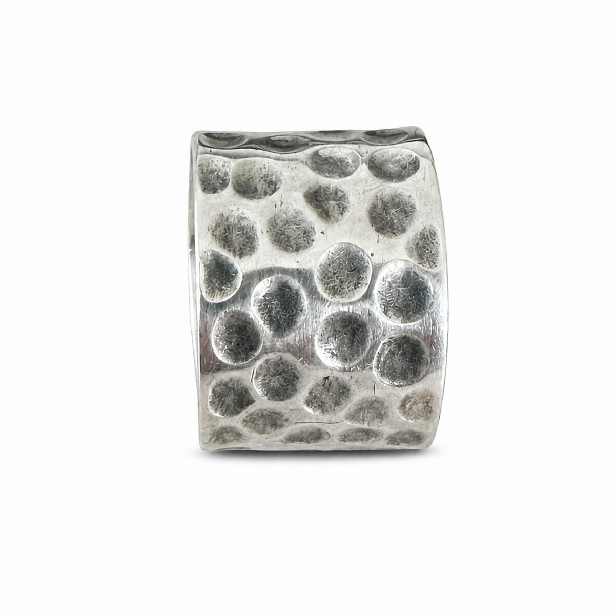 Bague Brutaliste Argent 925 � Anneau Large Martel&eacute; Fait Main