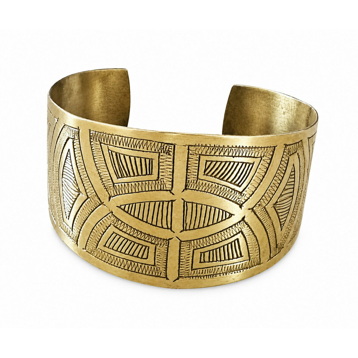 Manchette Art D&eacute;co en Laiton � Bracelet Large G&eacute;om&eacute;trique R&eacute;glable