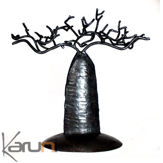 Arbre à  porte-bijoux design Baobab plat 14 cm métal recyclé Madagascar