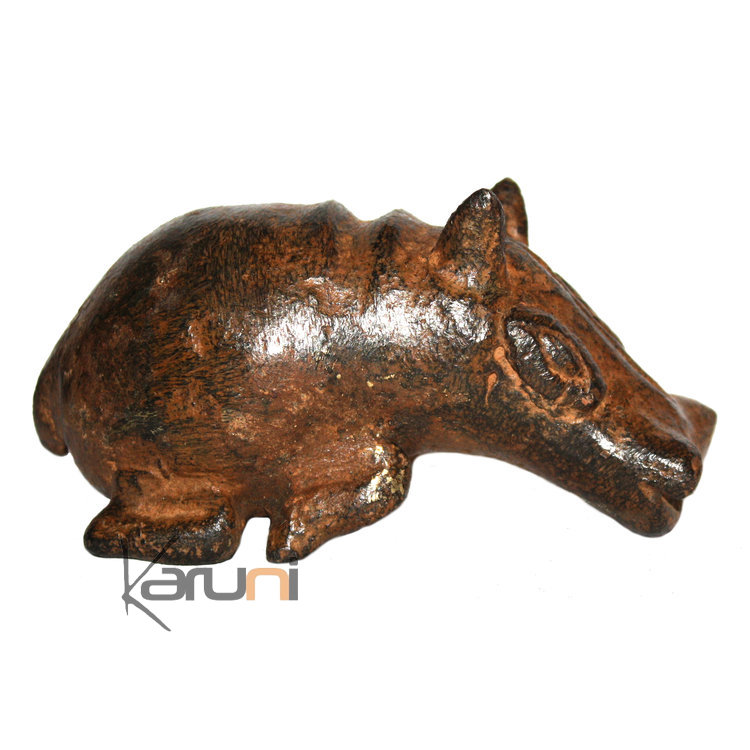 Art Dogon Bronze Animal Hippopotame Sculpture Africain  ethnique Afrique 01