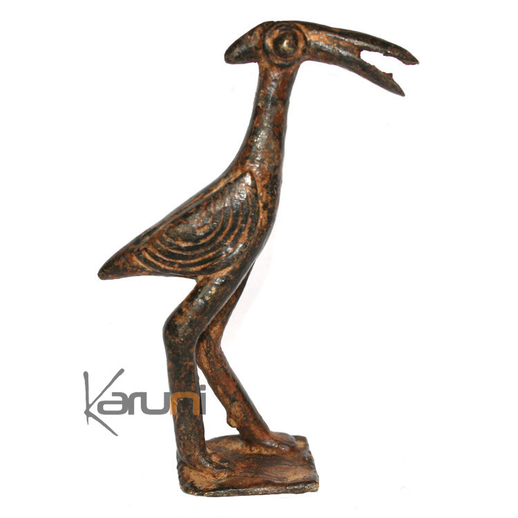 Art Dogon Bronze Animal Oiseau Grand Bec Sculpture Africain  ethnique Afrique 01