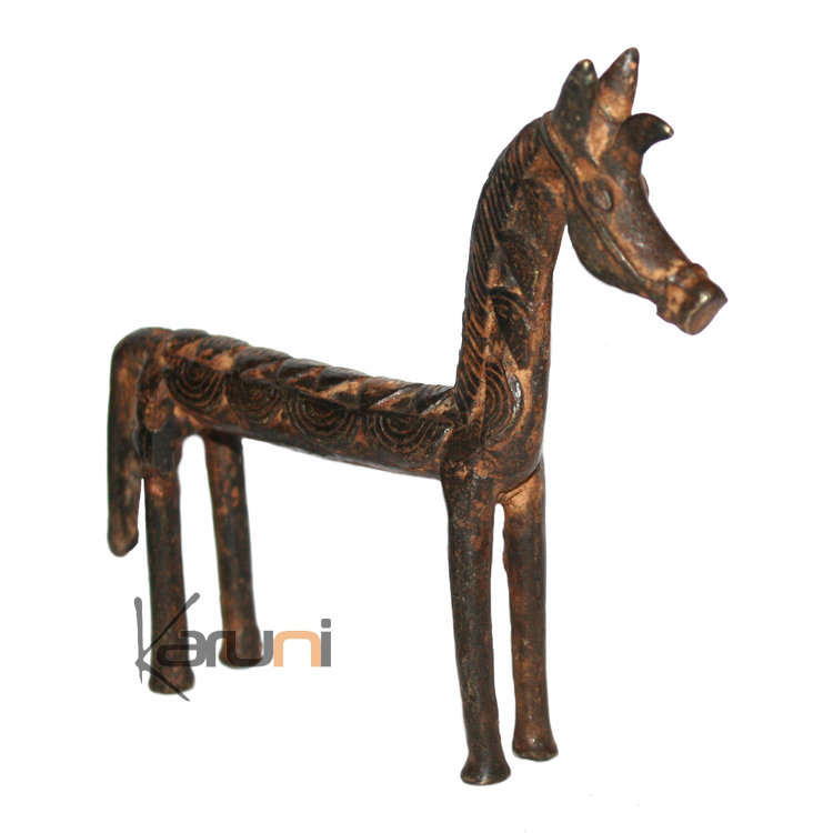 Art Dogon Bronze Animal Cheval Sculpture Africain  ethnique Afrique 02