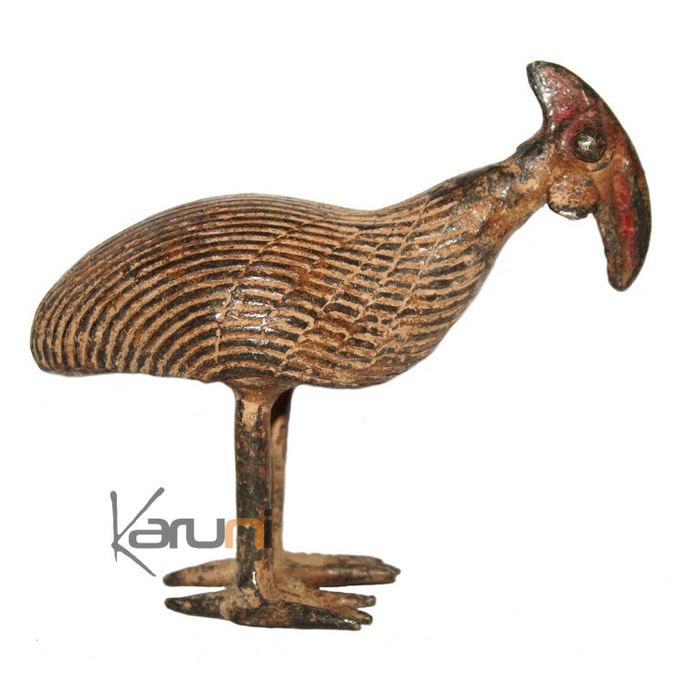 Art Dogon Bronze Animal Pintade Sculpture Africain  ethnique Afrique 01