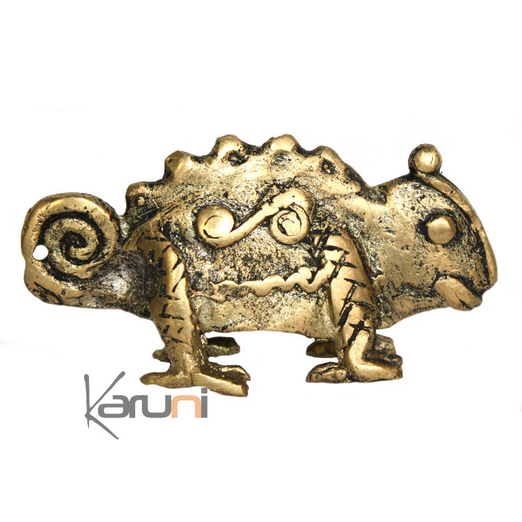 Art Dogon Bronze Animal Caméléon Sculpture Africain  ethnique Afrique 04