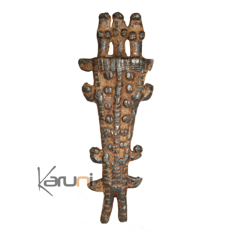Art Dogon Africain Bronze Pendentif Amulette Sculpture  ethnique Afrique 19 Crocodile double