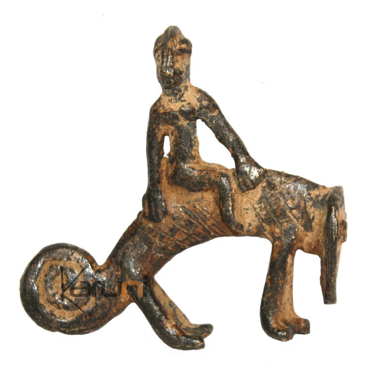 Art Dogon Bronze Cavalier sur Caméléon Sculpture Africain  ethnique Afrique
