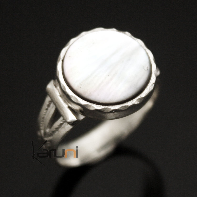 Bague en Argent et Nacre 04 Ronde