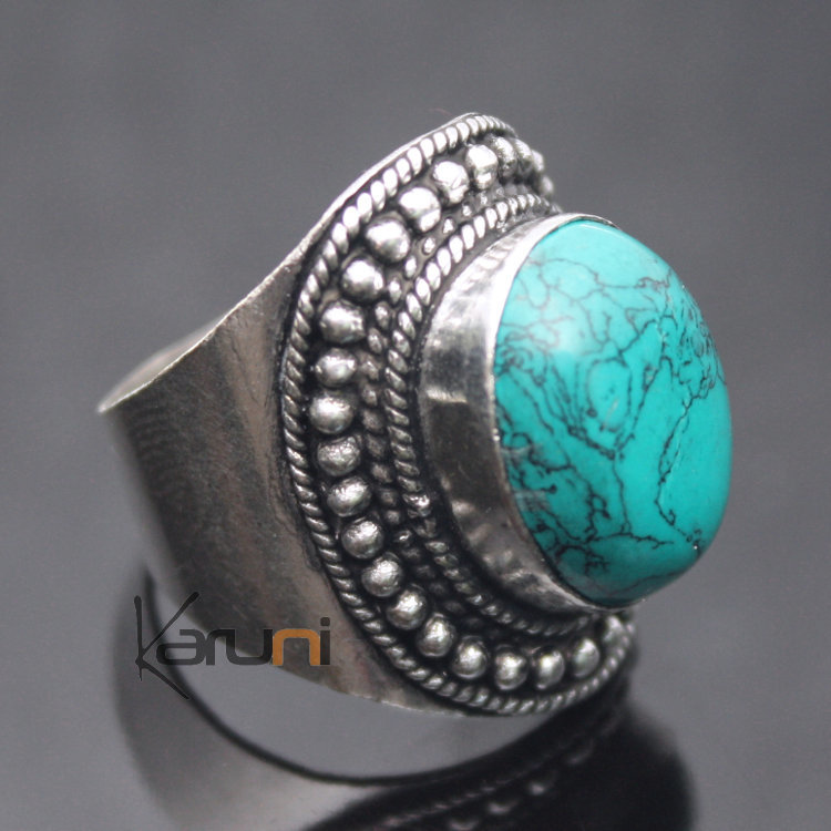 Bague Turquoise en Laiton Argent Nikita 04