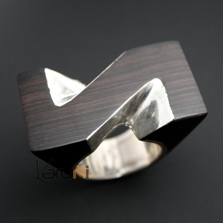 Bague Argent en Bois Ebène Z 02 - KARUNI