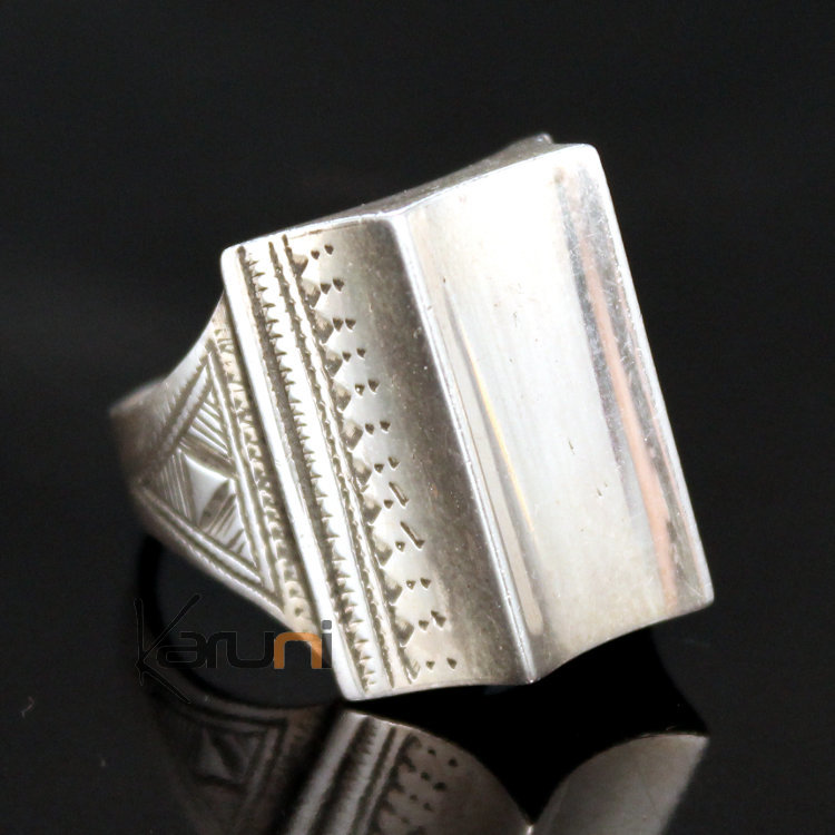 Bague Chevalière en Argent Homme/Femme Volume 23 Carré Haut Vague