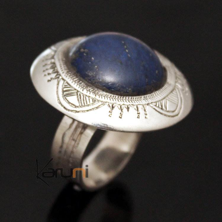 Bague en Argent Lapis Lazuli 08 Homme/Femme Grande Ronde