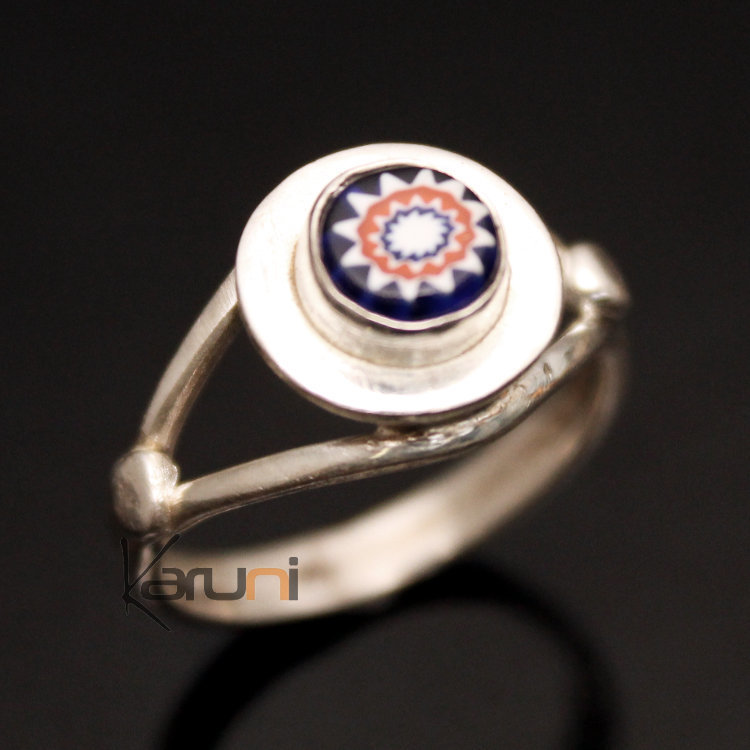 Bague en Argent et Verre de Murano 01 Ronde Fine