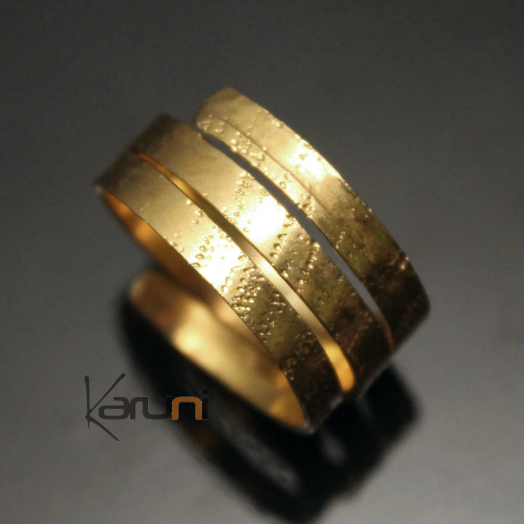 Bague Réglable Bronze Doré Peul Fulani 29 Anneau Spirale Large Design Karuni Bague de Phalange