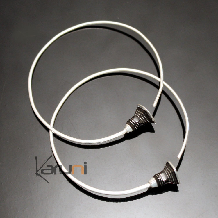 Boucles d'oreilles créoles en argent 07 Tesibit ébène Design 4,5 cm