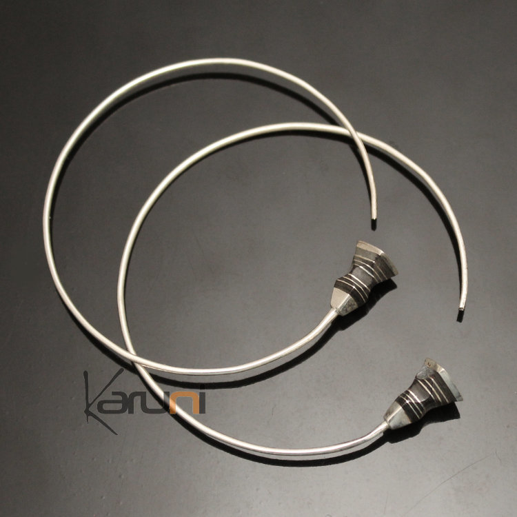 Boucles d'oreilles créoles en argent 07 Tesibit ébène Design 5 cm