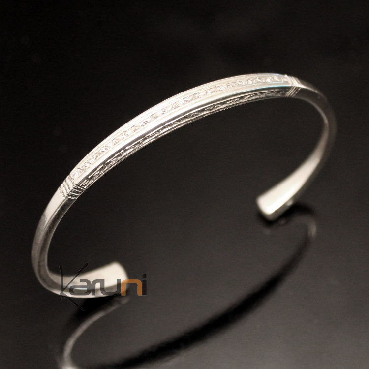 Bracelet en argent Carré Gravé Homme/Femme 01