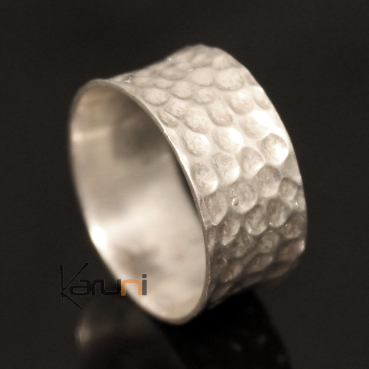 Bague Anneau Alliance argent homme/femme 06 Martelée Inspiration Karuni