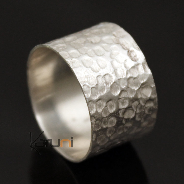 Bague Anneau Alliance argent homme/femme 07 Martelée Inspiration Karuni