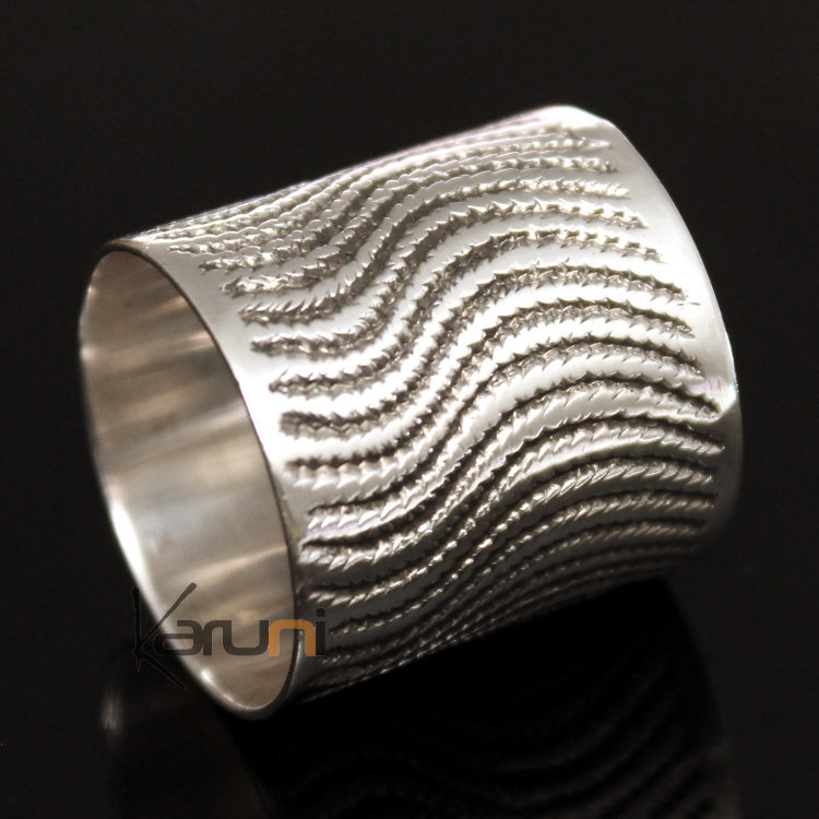 Bijoux Touareg Ethniques Bague Anneau Alliance en Argent Vagues