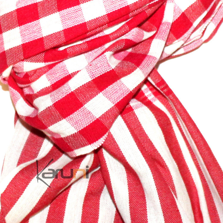 Krama Cheche Foulard Echarpe Coton Homme Femme Cambodge Bassac Sarany Shop Grands Carreaux Rouge Blanc 160x55 Cm Krama Cheche Foulard Echarpe Coton Homme Femme Cambodge Bassac Sarany Shop Grands Carreaux Rouge Blanc 160x55 Cm