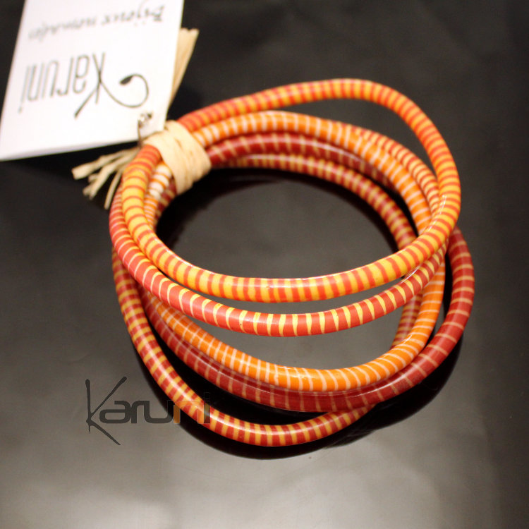 Bracelets JOKKO larges en Plastique Recyclé Homme Femme 03 Rouge/Orange (x5)