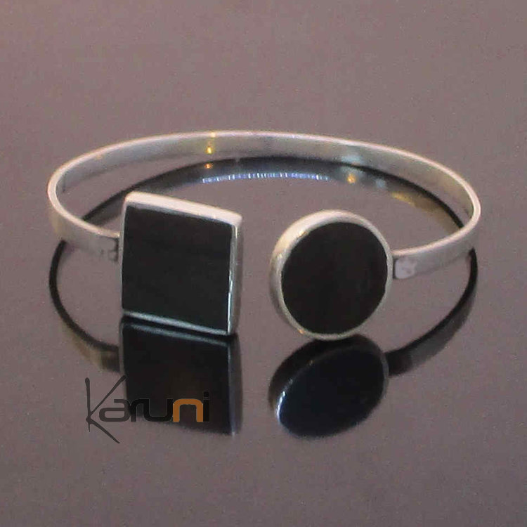 Bracelet Argent Ebene Design Carré