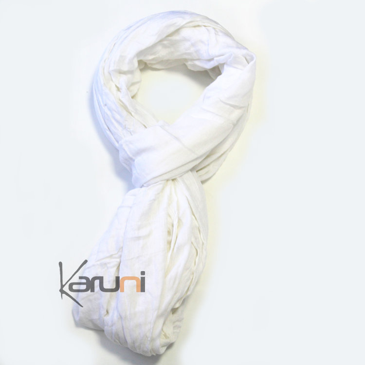 Cheche Touareg Foulard Echarpe Coton Homme/Femme Blanc Senegal