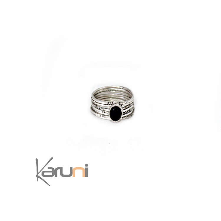Bague en Argent semainier Onyx femme homme
