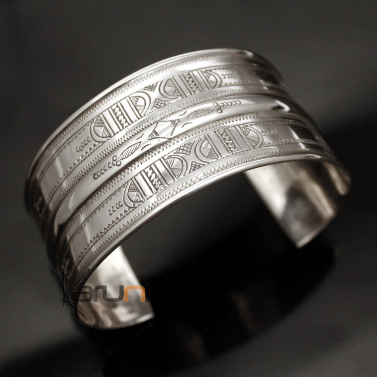 Bracelet Touareg Manchette Large et Gravé en argent 88