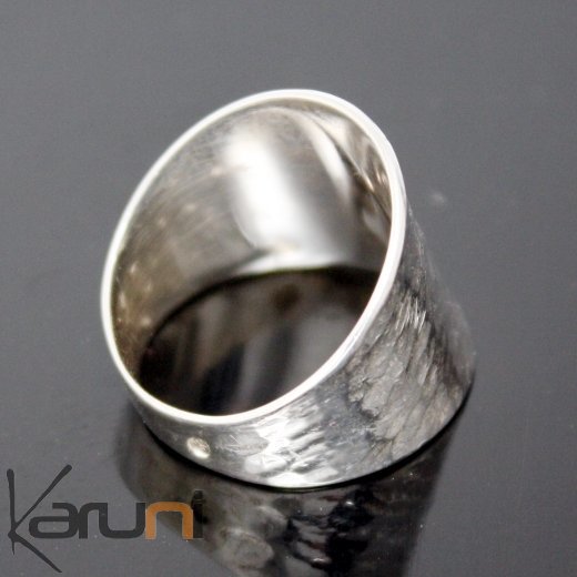 Bague fine martelée en argent véritable - Bague femme en argent