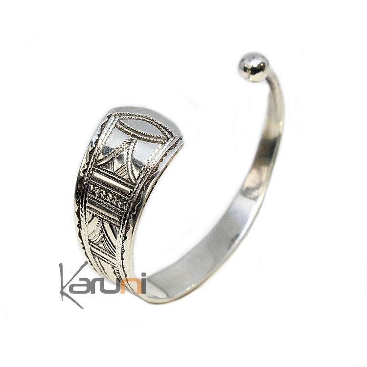 Bracelet Ethnique Argent Large Gravé 3044
